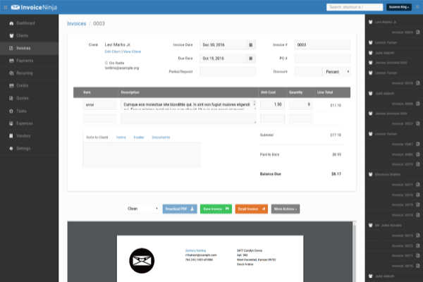 screenshot-Invoice Ninja 4