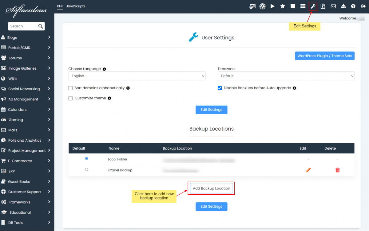 Add Backup Location Dropbox