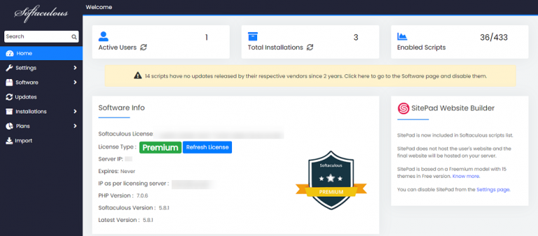 Installing Softaculous in cPanel