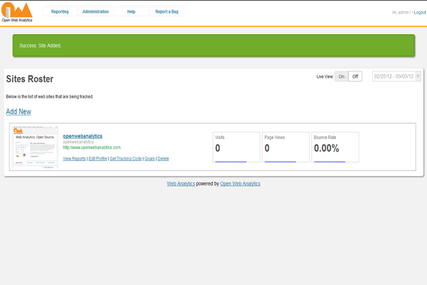 screenshot-Open Web Analytics