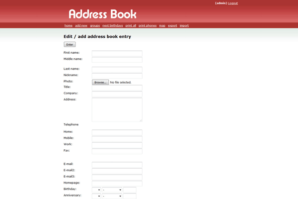 screenshot-PHP Address Book