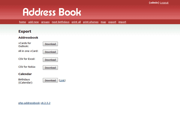 screenshot-PHP Address Book