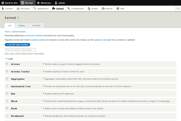 screenshot-Drupal Core 8
