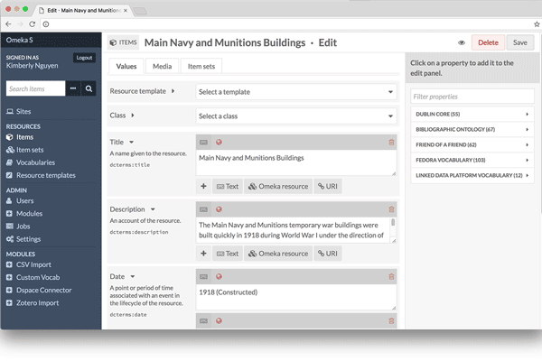 screenshot-Omeka S