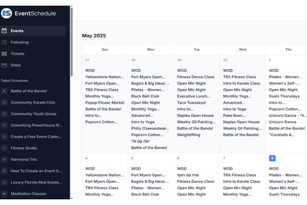 screenshot-Event Schedule